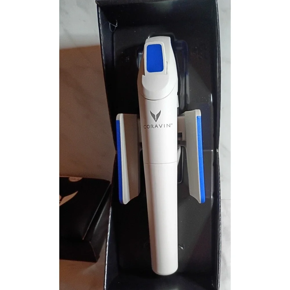 Coravin Model One Wine Preservation System White Blue with 2 Argon Capsules
